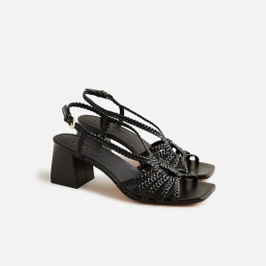 Sandalias J.Crew Layne braided heels Mujer Negras España | WAIUMB174