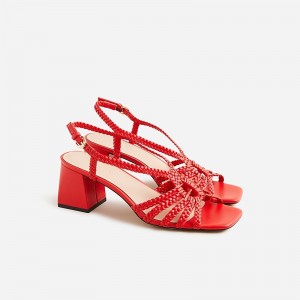 Sandalias J.Crew Layne braided heels Mujer Rojas España | UIWGJS021