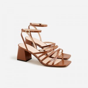 Sandalias J.Crew Layne strappy heels Mujer English Saddle España | HYEBST706