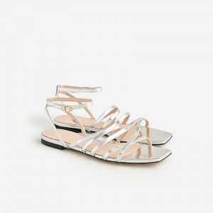 Sandalias J.Crew New Capri strappy Mujer Plateadas España | BWQNXC381