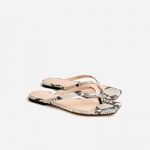 Sandalias J.Crew New Capri thong snake-embossed leather Mujer Natural España | HDBGRF370
