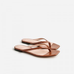 Sandalias J.Crew New Capri thong snake-embossed leather Mujer English Saddle España | LSMVWY516