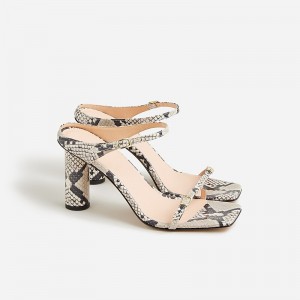 Sandalias J.Crew Rounded-heel snake-embossed leather Mujer Natural España | QISHTK641
