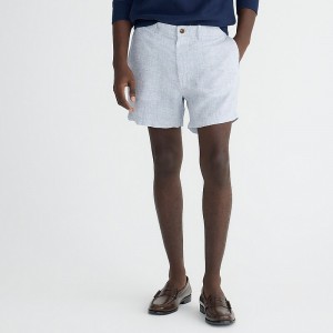Short J.Crew 5" linen Hombre Azul Marino Blancas España | IPBCGU127