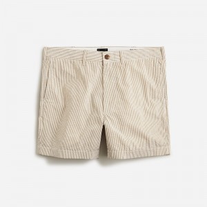 Short J.Crew 5" stretch seersucker Hombre Kaki Blancas España | ULSNKZ371