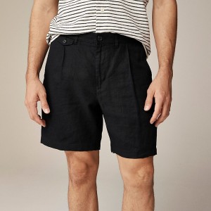 Short J.Crew 7.5'' pleated linen Hombre Negras España | MGDQCU941