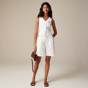 Short J.Crew Pleated button-front Mujer Blancas España | MFLEBW647