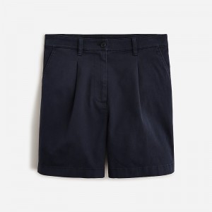 Short J.Crew Pleated capeside chino Mujer Azul Marino España | LROVWM278