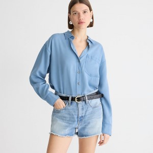 Short J.Crew Relaxed denim Mujer Azules España | QVUJRC260