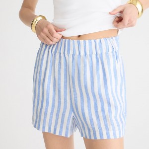 Short J.Crew Tropez striped linen Mujer Blancas España | GJNKAD687