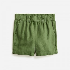 Short J.Crew Tropez striped linen Mujer Verde España | IZQWDL485