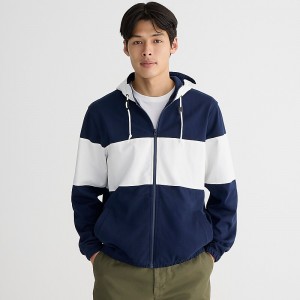 Sudadera con Capucha J.Crew Full-zip rugby Hombre Azul Marino Blancas España | RBOCXY395