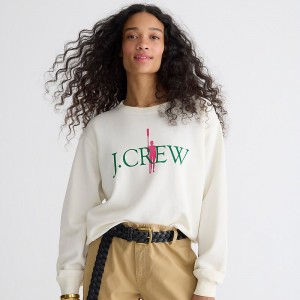 Sudaderas J.Crew French terry oarsman relaxed Mujer Ivory España | ZRCXIO928