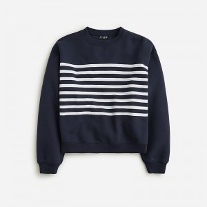 Sudaderas J.Crew Heritage fleece cropped Mujer Printed Placed Stripe N España | LTMDJO489