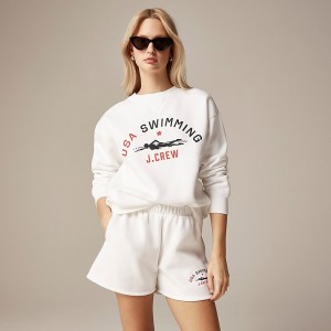 Sudaderas J.Crew Limited-edition USA Swimming® X J.Crew heritage fleece crewneck Mujer Blancas España | CGVNPL519