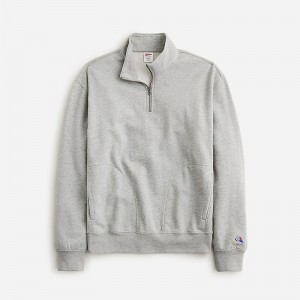 Sudaderas J.Crew Relaxed-fit lightweight french terry quarter-zip Hombre Hthr Chrome España | XJMSBO719