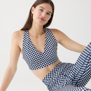 Sujetador Deportivo J.Crew CloudStretch deep V-neck checkerboard Mujer Verde Menta España | VNJSXL742