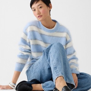 Suéteres J.Crew Brushed cashmere relaxed crewneck Mujer Gris España | DUYTLQ042