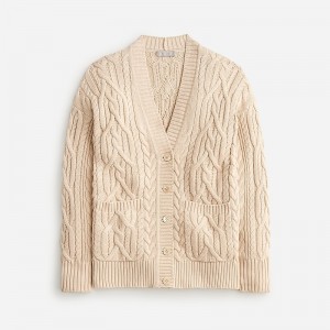 Suéteres J.Crew Cable-knit cardigan Mujer Creme España | ADUWZT027
