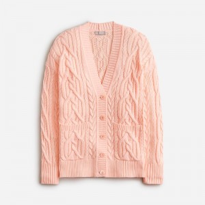 Suéteres J.Crew Cable-knit cardigan Mujer Iced Peach España | PCHFKM956