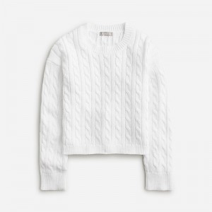 Suéteres J.Crew Cable-knit cropped crewneck Mujer Blancas España | OCESTW014