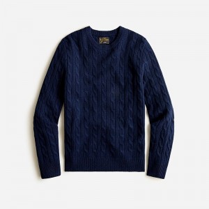 Suéteres J.Crew Cashmere cable-knit Hombre Azul Marino España | CEOHYL564