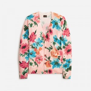 Suéteres J.Crew Cashmere cardigan floral print Hombre Rosas España | YQRBPS394