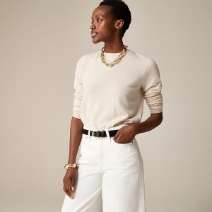 Suéteres J.Crew Cashmere classic-fit crewneck Mujer Hthr Natural España | NUGIJQ580