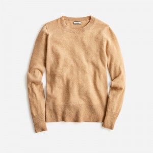 Suéteres J.Crew Cashmere classic-fit crewneck Mujer Hthr Camel España | ZOJKSH285