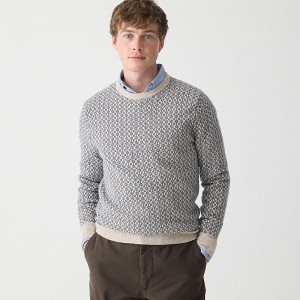 Suéteres J.Crew Cashmere jacquard crewneck Hombre Azul Marino España | EFXLMR174
