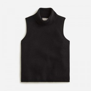 Suéteres J.Crew Cashmere mockneck shell Mujer Negras España | VGRYIN295