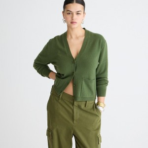 Suéteres J.Crew Cashmere patch-pocket cardigan Mujer Verde España | XKCNGW140