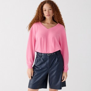 Suéteres J.Crew Cashmere relaxed V-neck Mujer Flamingo España | NLJSCO654