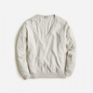 Suéteres J.Crew Cashmere relaxed V-neck Mujer Hthr Fog España | LXGRSH863