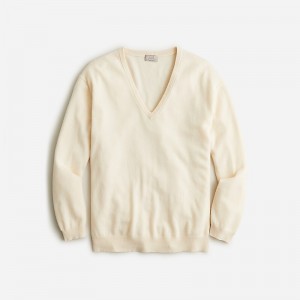 Suéteres J.Crew Cashmere relaxed V-neck Mujer Hthr Muslin España | KSAOTU301