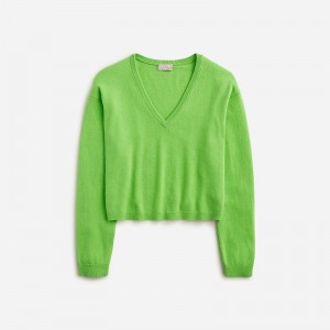 Suéteres J.Crew Cashmere relaxed cropped V-neck Mujer Jungle Juice España | ZFIRLD875