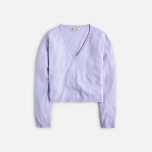 Suéteres J.Crew Cashmere relaxed cropped V-neck Mujer Azules España | AIRMHW127
