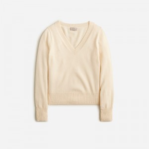 Suéteres J.Crew Cashmere shrunken V-neck Mujer Hthr Muslin España | MFACER051
