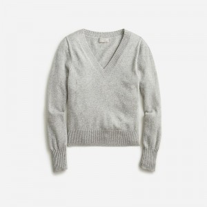 Suéteres J.Crew Cashmere shrunken V-neck Mujer Gris España | XETVPW091