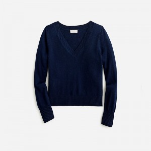 Suéteres J.Crew Cashmere shrunken V-neck Mujer Azul Marino España | OPCYXI983