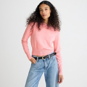Suéteres J.Crew Cashmere shrunken crewneck Mujer Neon Hthr Peony España | CAYWKJ583