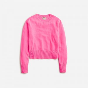 Suéteres J.Crew Cashmere shrunken crewneck Mujer Neon Geranium España | CUAEFB429