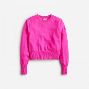 Suéteres J.Crew Cashmere shrunken crewneck Mujer Neon Flamingo España | XKGLTA024
