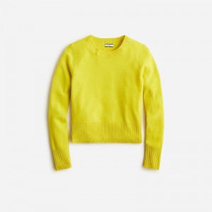 Suéteres J.Crew Cashmere shrunken crewneck Mujer Burnished Chartreuse España | DCQTSV167