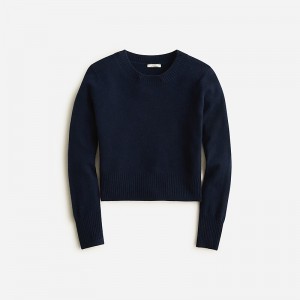 Suéteres J.Crew Cashmere shrunken crewneck Mujer Azul Marino España | DQBJPI473