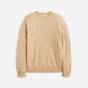 Suéteres J.Crew Cotton piqué-stitch crewneck Hombre Hthr Warm Camel Natural España | KTSPMI271