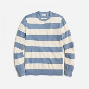 Suéteres J.Crew Cotton piqué-stitch crewneck Hombre Hthr Bluestone Stripe España | XNIUVQ762