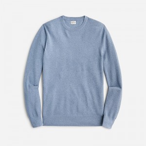 Suéteres J.Crew Cotton piqué-stitch crewneck Hombre Hthr Bluestone España | ZAYPGU186