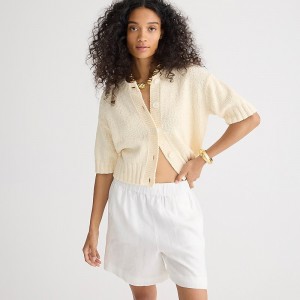 Suéteres J.Crew Cropped crewneck cardigan Mujer Blancas España | LXKQCS637