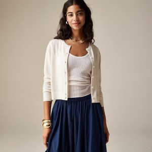 Suéteres J.Crew Featherweight cashmere shrunken cardigan Mujer Snow España | ZBWPQU201